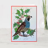 Kerstmis Holly Kwartel Notitiekaartje (Voorkant)