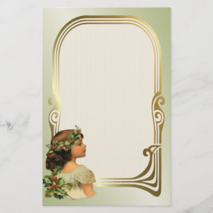 Kerstmis Holly Meisje Briefpapier