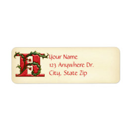 Kerstmis Holly Monogram H Etiket