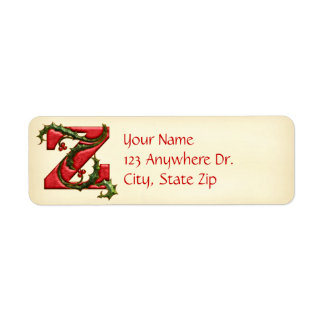 Kerstmis Holly Monogram Z Etiket