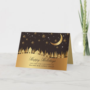 Kerstmis Holly Night Corporate Greeting Feestdagen Kaart