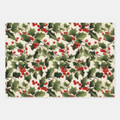 Kerstmis Holly op lichte achtergrond Inpakpapier Vel (Voorkant 3)