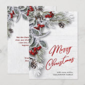 Kerstmis Holly Pine Rustic Holiday Greeting Card Feestdagenkaart (Voorkant / Achterkant)