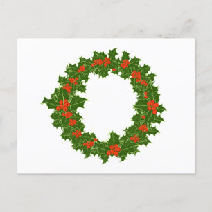 Kerstmis Holly Wreath Briefkaart