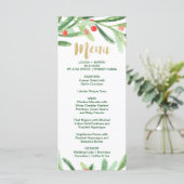 Kerstmis Holly Wreath Dinner Menu Kaart (Staand voorkant)
