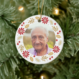 Kerstmis Holly Wreath Memorial Foto Keramisch Ornament