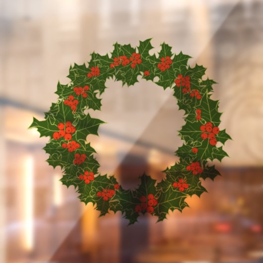 Kerstmis Holly Wreath Raamsticker (Vel 2)
