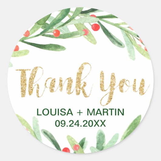 Kerstmis Holly Wreator Bedankt voor je plezier Ronde Sticker (Voorkant)