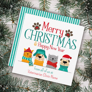 Kerstmis hondenkattenzaak notitiekaartje