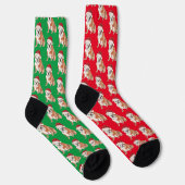 Kerstmis Hondenliefhebber Bull Dog Pattern Fun Red Sokken (Rechts)
