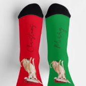 Kerstmis Hondenliefhebber Terrier Pattern Fun Red  Sokken (Top)