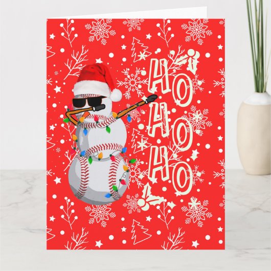 Kerstmis honkbal met Sinterklaas hoed    Kaart (Voorkant)