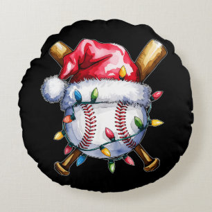 Kerstmis honkbalspeler Kerstman hoed Rond Kussen