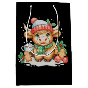 Kerstmis Hoogland Koe Cute Vaars Mooey Kerstman Ho Medium Cadeauzakje