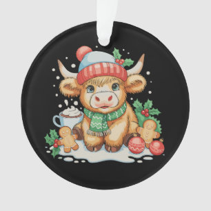 Kerstmis Hoogland Koe Cute Vaars Mooey Kerstman Ho Ornament