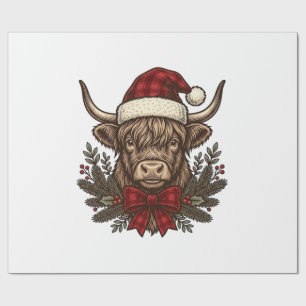 Kerstmis Hoogland Koe Oude Gravure Design_1 Cadeaupapier