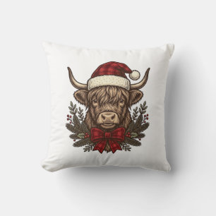 Kerstmis Hoogland Koe Oude Gravure Design_1 Kussen