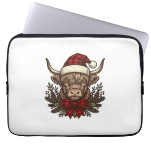Kerstmis Hoogland Koe Oude Gravure Design_1 Laptop Sleeve