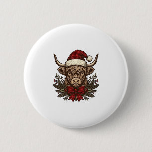 Kerstmis Hoogland Koe Oude Gravure Design_1 Ronde Button 5,7 Cm