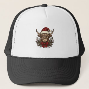 Kerstmis Hoogland Koe Oude Gravure Design_1 Trucker Pet