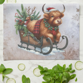 Kerstmis Hoogland Koe Slede Theedoek
