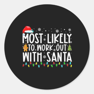 Kerstmis hoogstwaarschijnlijk sporten met Kerstman Ronde Sticker