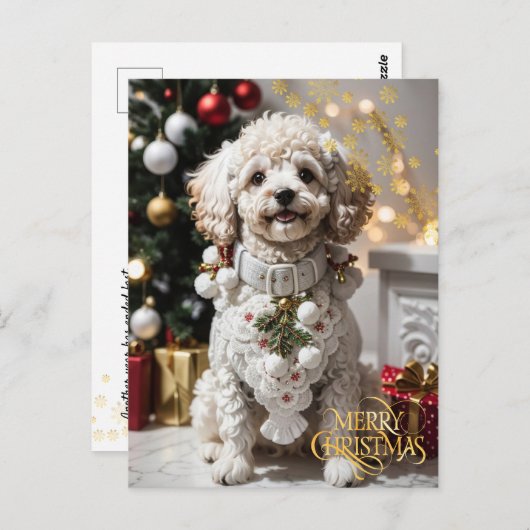 Kerstmis. Huisdier. Knuffel puppy. Briefkaart (Voorkant / Achterkant)