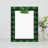 Kerstmis Hulst Buffalo Plaid Persoonlijk Papier (Staand voorkant)