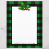 Kerstmis Hulst Buffalo Plaid Persoonlijk Papier (Voorkant)