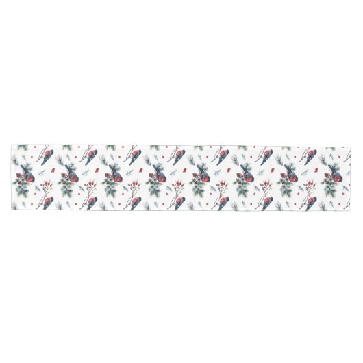 Kerstmis hulst en bullfinch patroon medium tafelloper (Horizontaal)