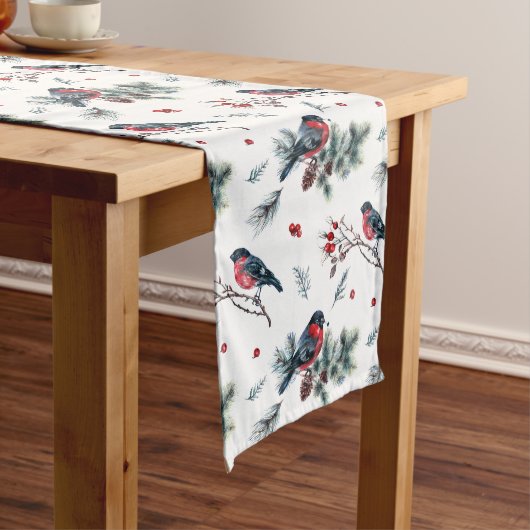 Kerstmis hulst en bullfinch patroon medium tafelloper (Voorbeeld)