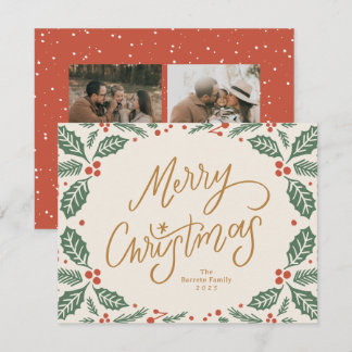 Kerstmis Hulst met Fantasievolle Letters Feestdagenkaart