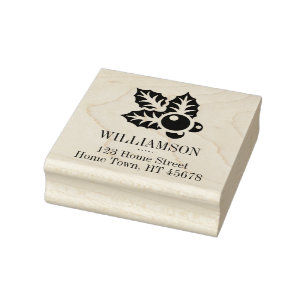 Kerstmis Hulst Motief Familie Naam Retouradres Rubberstempel