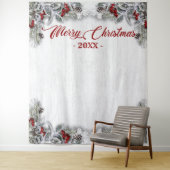 Kerstmis Hulst Pijnboom Rustieke Fotohokje Achterg Wandkleed (In situ)