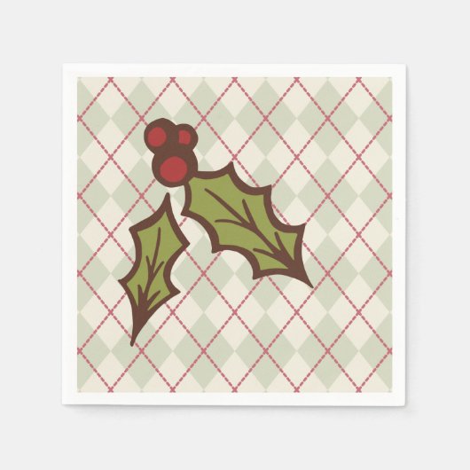 Kerstmis Hulst Servetten (Voorkant)