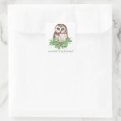 Kerstmis Humor Quote Cute Owl Bird Vierkante Sticker (Tas)