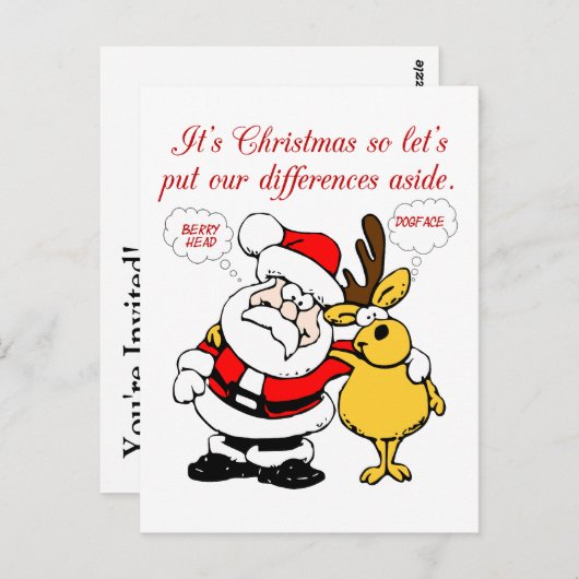 Kerstmis Humor: Stop gevechten en reconcile Funny Briefkaart (Voorkant / Achterkant)