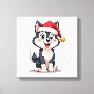 Kerstmis Husky Hondenliefhebber Malamute (2) Canvas Afdruk