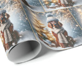 Kerstmis Ierse Setter in Sneeuw Cadeaupapier (Rol Hoek)