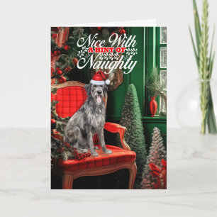 Kerstmis Ierse Wolfshond Hond Stout of Braaf Feestdagen Kaart