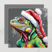 Kerstmis Iguana Feestdagenkaart (Voorkant / Achterkant)