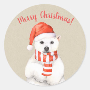 Kerstmis Ijsbeer Winter Land Feestdag Aangepast Ronde Sticker