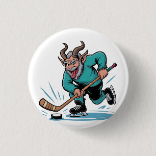 Kerstmis Ijshockey Spelen Griezelige Kerst Sport Ronde Button 3,2 Cm