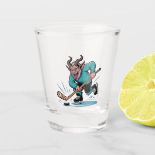Kerstmis Ijshockey Spelen Griezige Kerst Sport Shot Glas