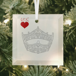Kerstmis Ik Hart Pageant Kroon Glas Ornament