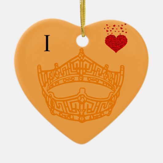 Kerstmis Ik Hart Paginaant Kroon Keramisch Ornament (Voorkant)