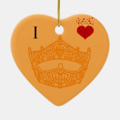 Kerstmis Ik Hart Paginaant Kroon Keramisch Ornament (Achterkant)