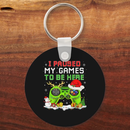 Kerstmis Ik pauzeerde mijn spel om hier leuke game Sleutelhanger (Voorkant)