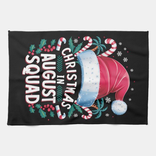 Kerstmis in augustus Squad Grappige Zomer Kerstmis Theedoek (Horizontaal)
