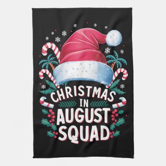 Kerstmis in augustus Squad Grappige Zomer Kerstmis Theedoek (Verticaal)